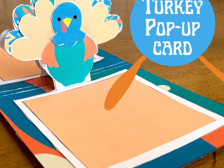 diy turkey pop up card on wood table