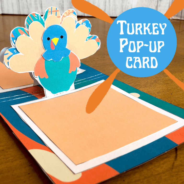 diy turkey pop up card on wood table