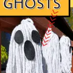 dollar tree ghosts made from mops hanging on porch