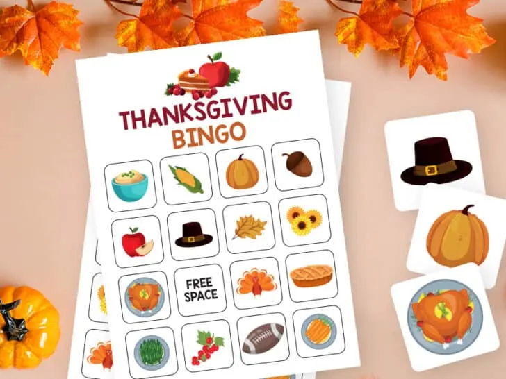 thanksgiving bingo cards on a brown background