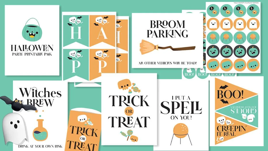 collection of Halloween party printables