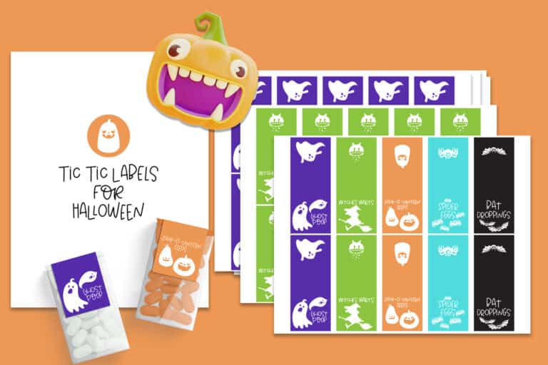 printable tic tac labels on orange background