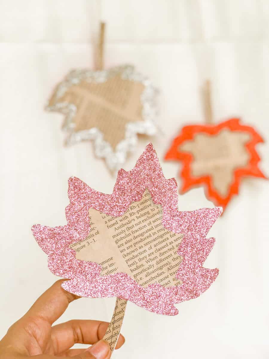 Glitter Leaves Craft - An Upcycled Book Craft * Moms and Crafters