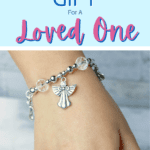 handmade angel bead bracelet worn on a child's wrist