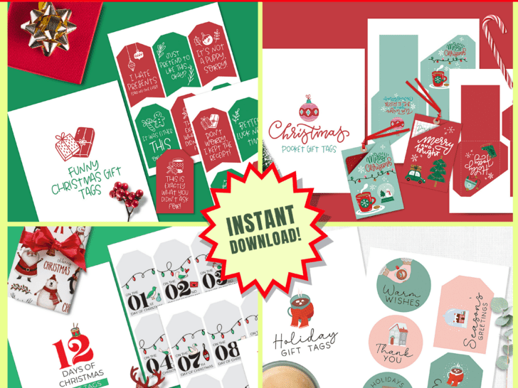 collection of free printable Christmas gift tags