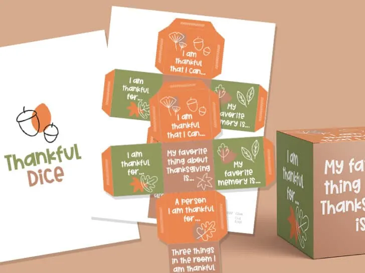 Grateful dice game template shown on brown background