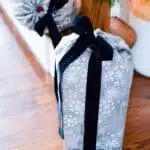 blue velvet ribbon drawstring fabric gift bags