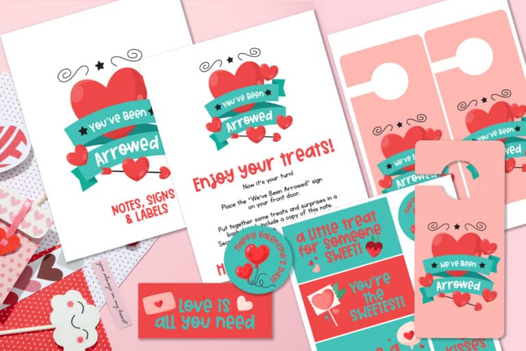 collection of secret cupid downloadable files arranged on pink background