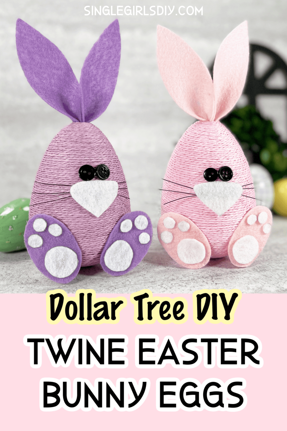 Dollar Tree Twine Easter Bunny Eggs - Single Girl's DIY