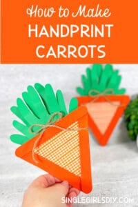 Handprint Carrot Craft with Popsicle Sticks - Single Girl's DIY