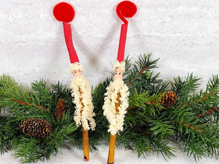Cinnamon Stick Santa Ornament With Evergreen Pine