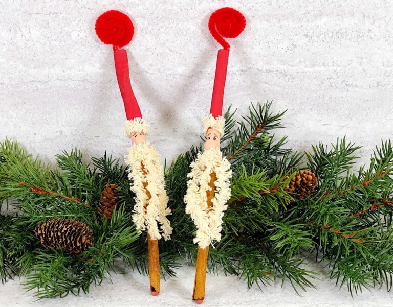 Cinnamon Stick Santa Ornament With Evergreen Pine
