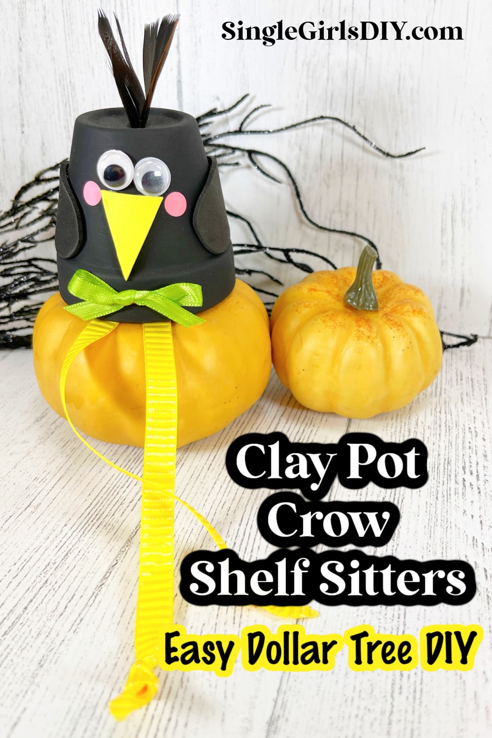 DIY Clay Pot Crows (Dollar Tree DIY) - Single Girl's DIY