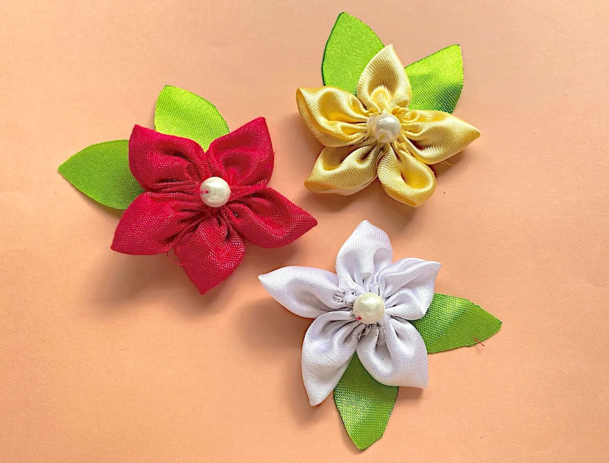 How To Make A Satin Flower. DIY Nine Petal Satin Flower. 