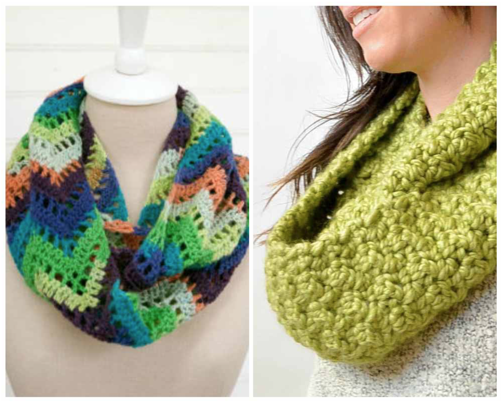 Hooded Infinity Scarf with Faux Fur yarn - free crochet pattern