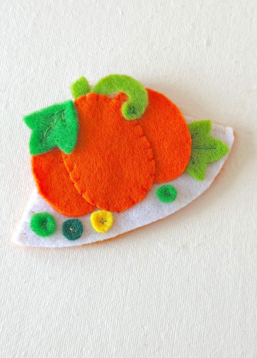 Fall Bookmark Craft felt orange pumpkin with on white background