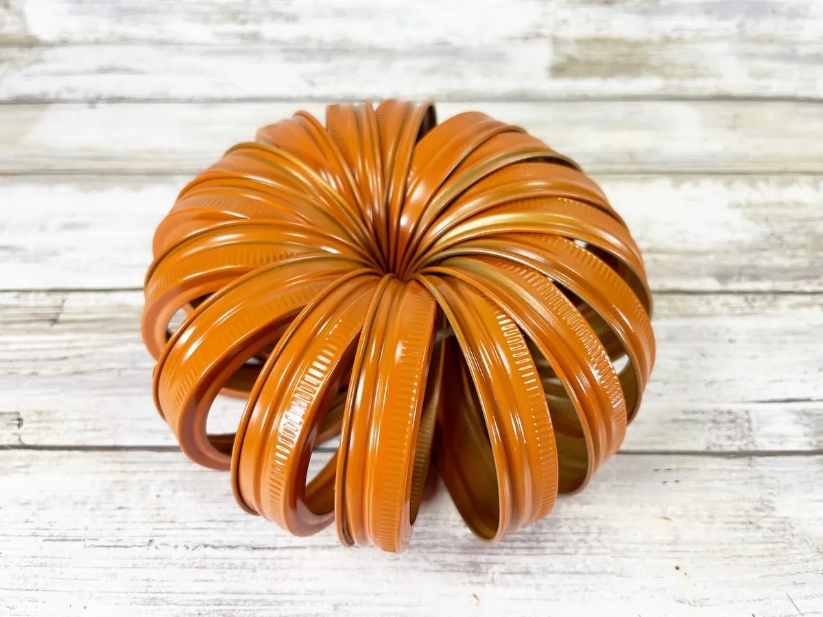 Canning Ring Pumpkin Step 4 sitting on a white table top