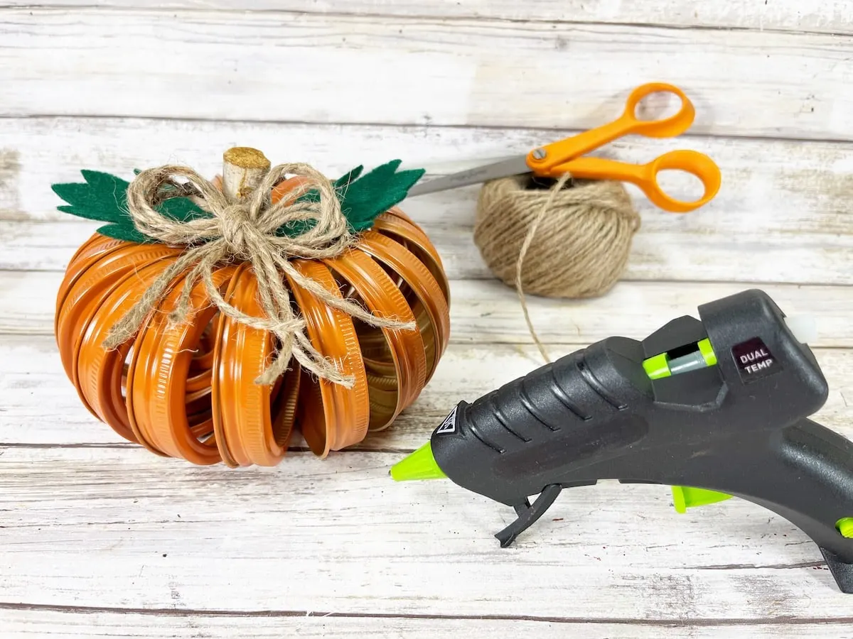 Canning Ring Pumpkin Step 8 against a whitewashed background