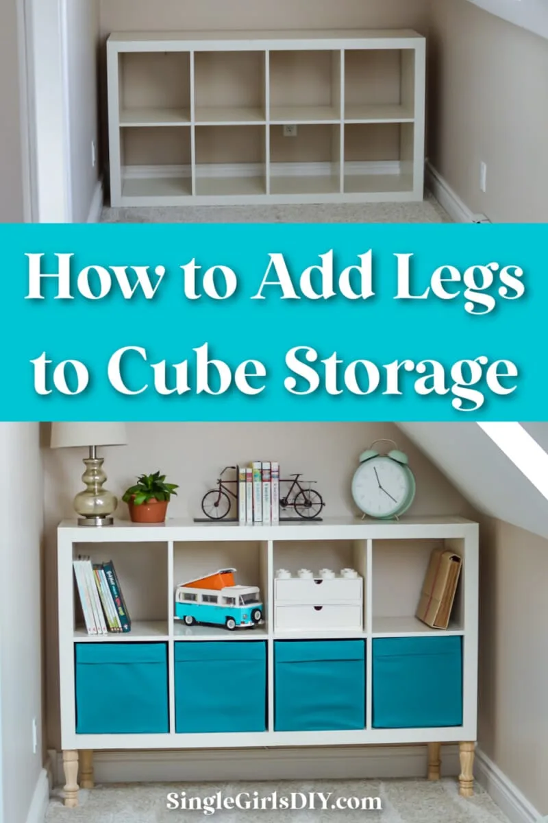 cube storage systems before and after adding furniture legs