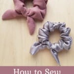 Sewing technique for creating bow scrunchies.