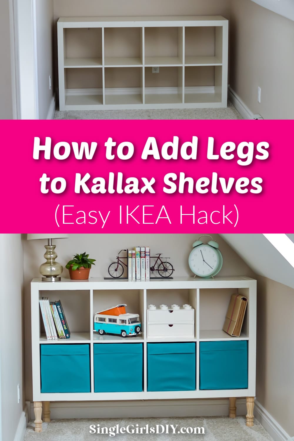 Adding Legs to Cube Storage Shelves IKEA Kallax Hack Single Girl's DIY