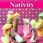 DIY candy Nativity scene made from lollipops and tootsie rolls