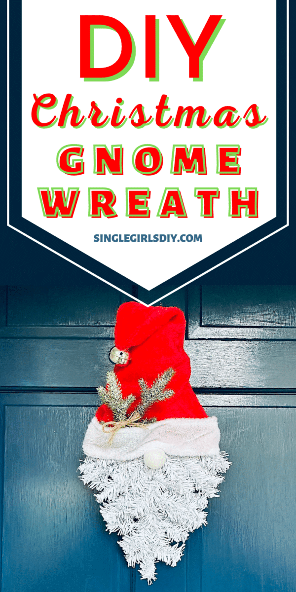 DIY Santa gnome wreath on a blue door
