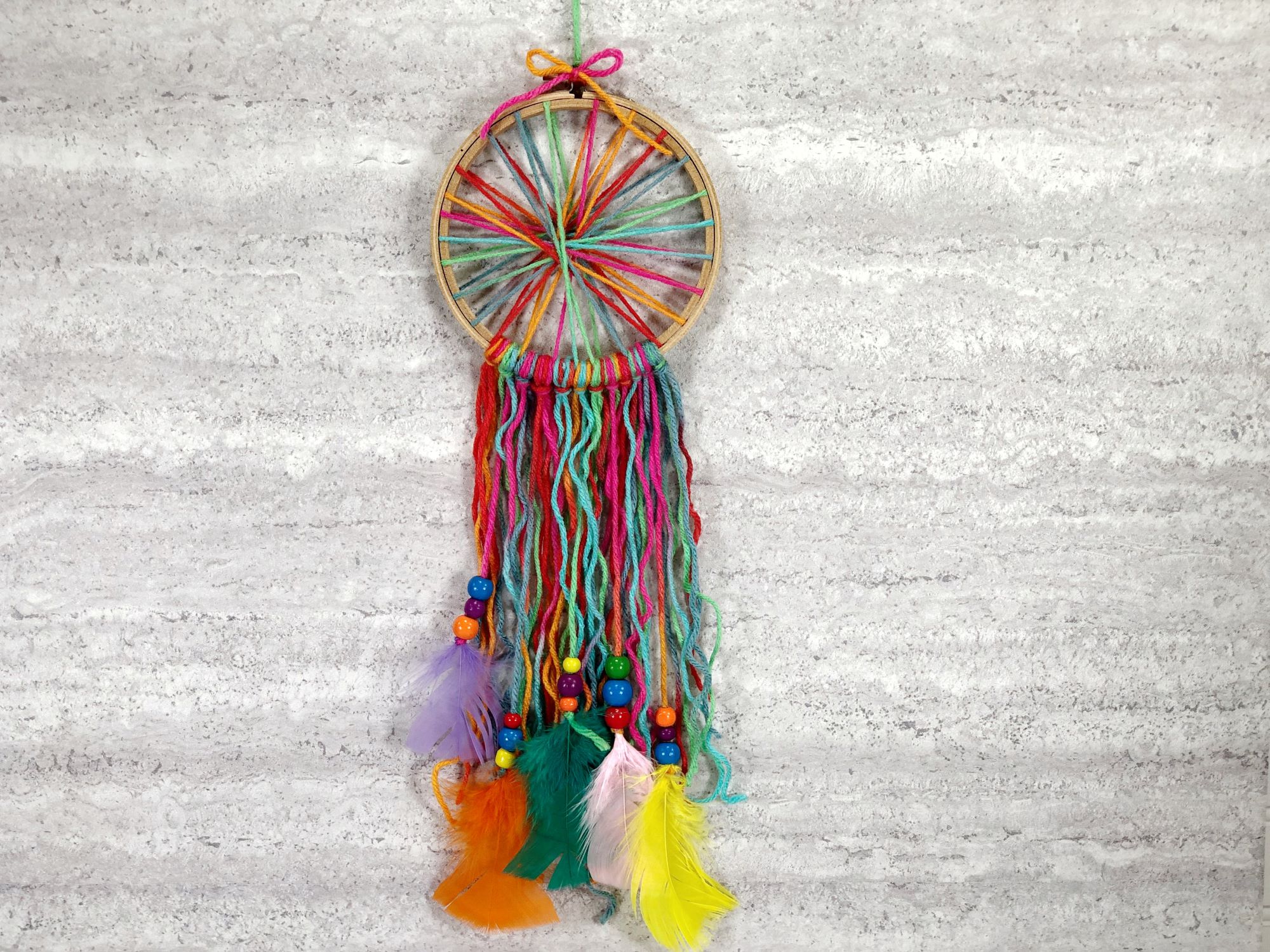How to Make a Dream Catcher (Colorful Rainbow with Beads) - Single Girl's  DIY