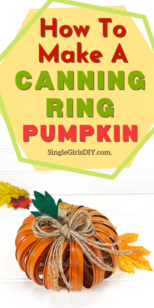 A step-by-step guide on creating a canning ring pumpkin.