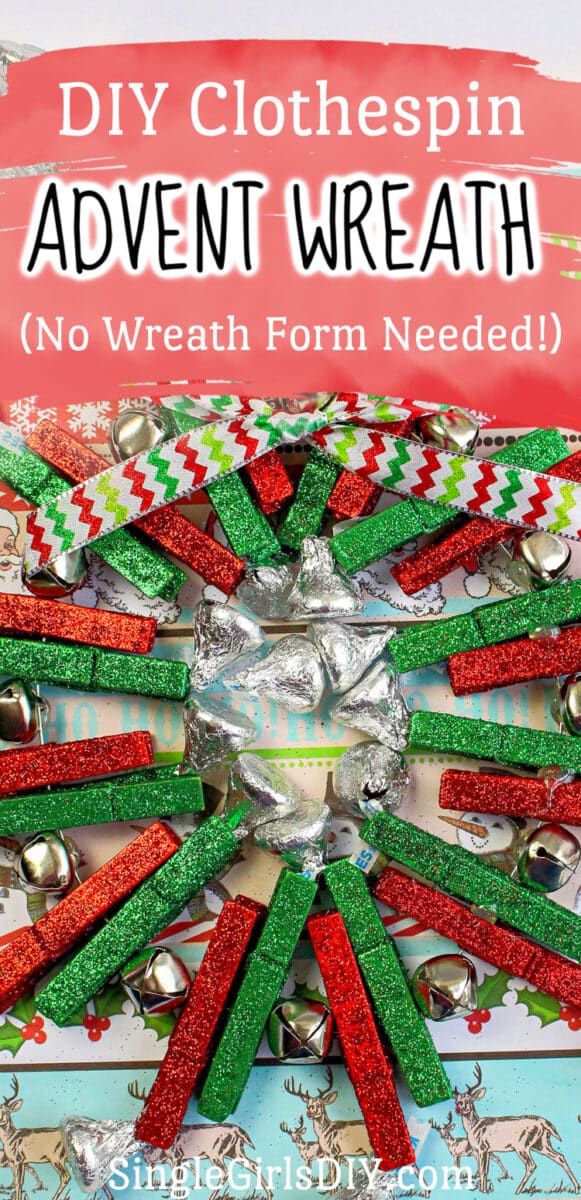         Make your own clothespin advent wreath with ease - no wreath form needed!