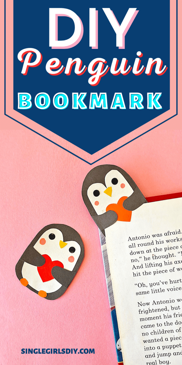 A DIY penguin bookmark featuring adorable penguins.