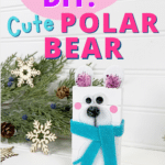 DIY cute polar bear made from dollar tree tumbling tower.