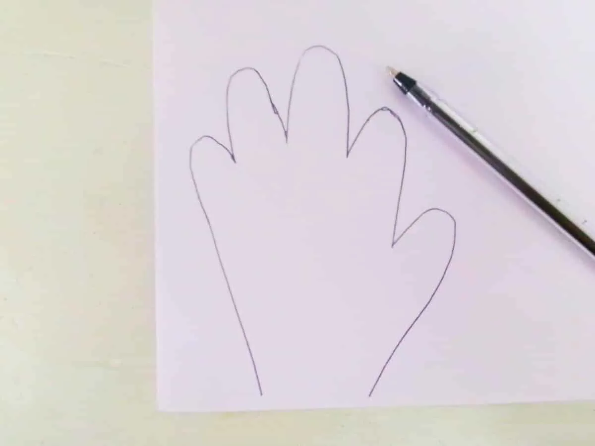 A handprint of Santa's gnome on a piece of paper.