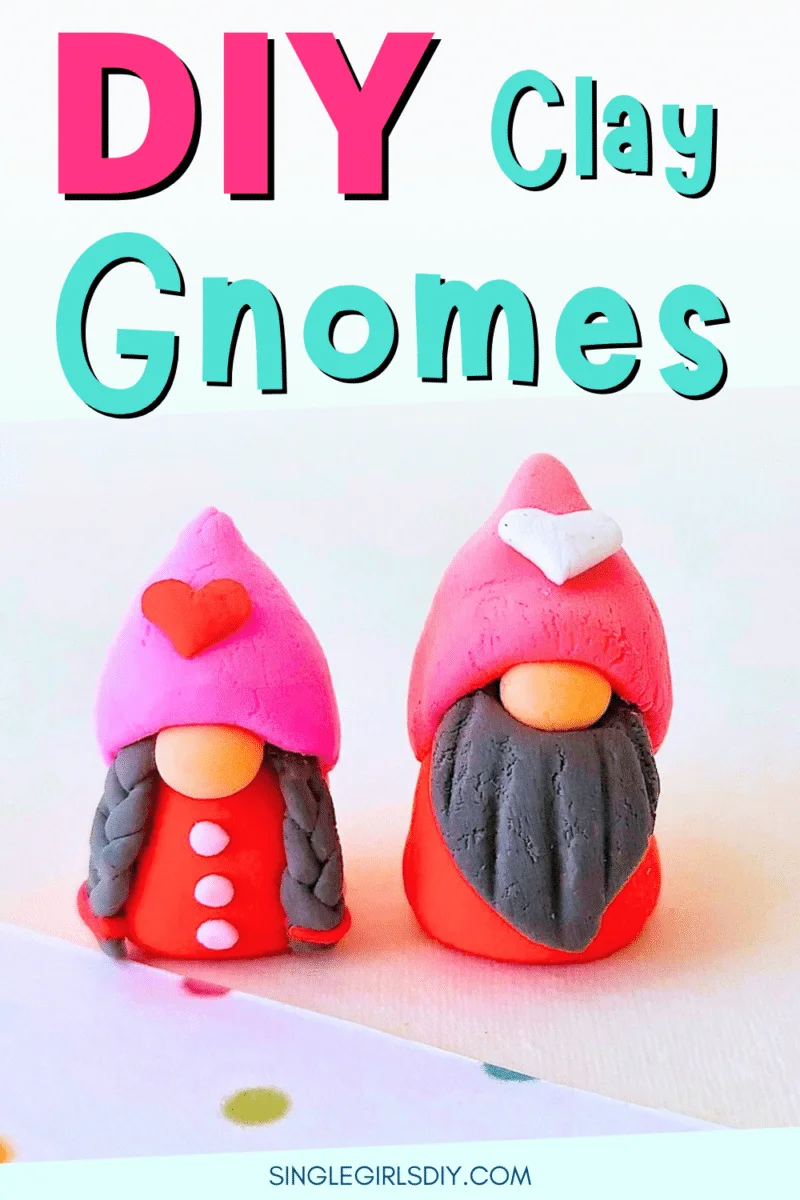 Diy clay gnomes with the text diy clay gnomes.