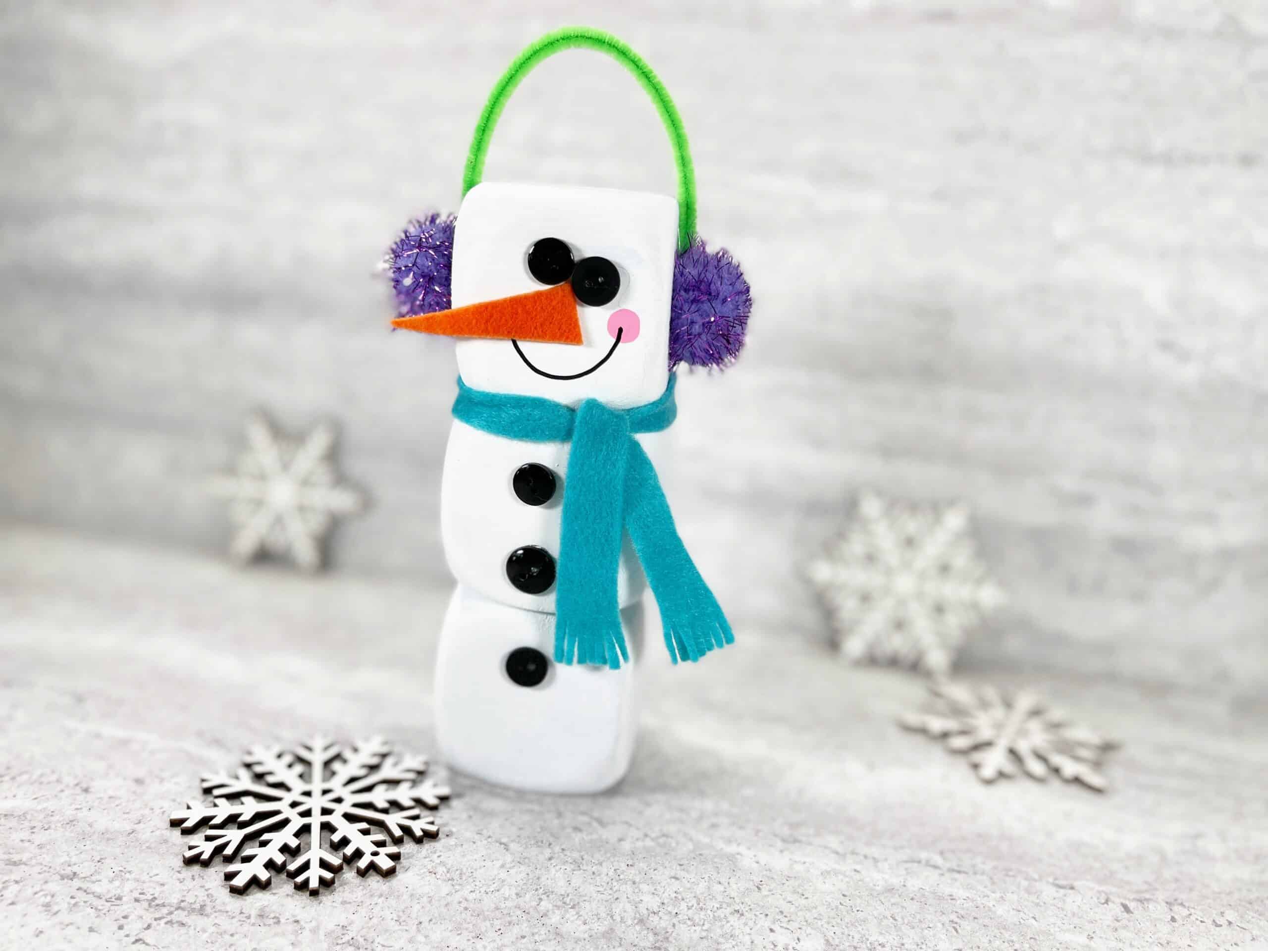 Snowman painted with a pencil Eraser 