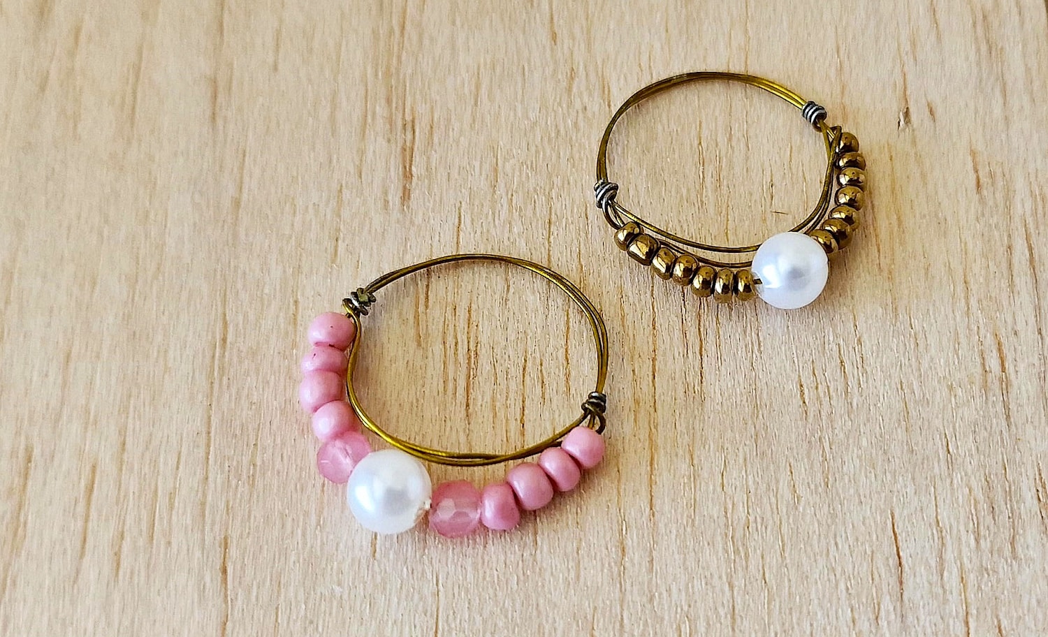24 Vintage Cream Acrylic Ring Beads - 5x20mm Beaded Ring Shape For Jewelry Making (6881)