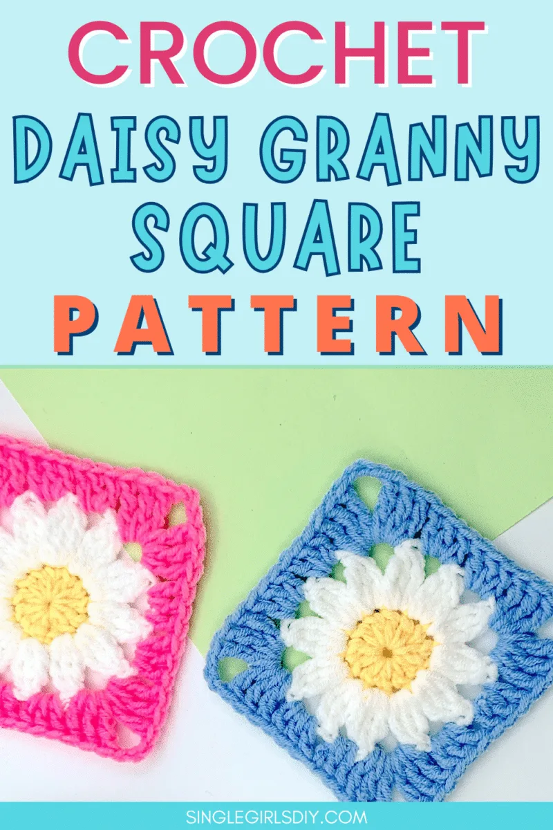 Crochet daisy granny square pattern.