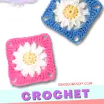 Crochet daisy granny square free pattern.