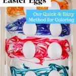 Step-by-step guide for dyeing Easter eggs with Cool Whip method.