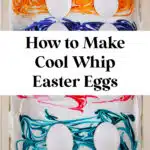 Preparing Easter eggs with a Cool Whip dying technique.